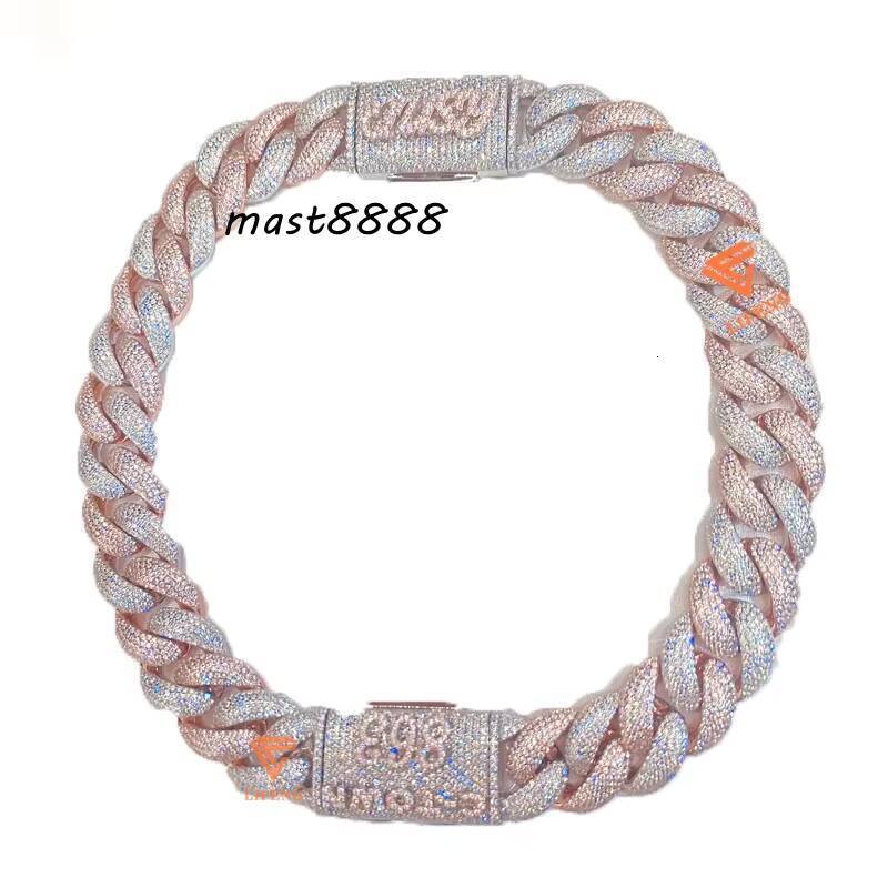 New Design Fashion Jewelry Iced Out 20mm Three Tone Plated Cuban Link Chain Baguette VVS Moissanite Bracelets Hiphop for Women