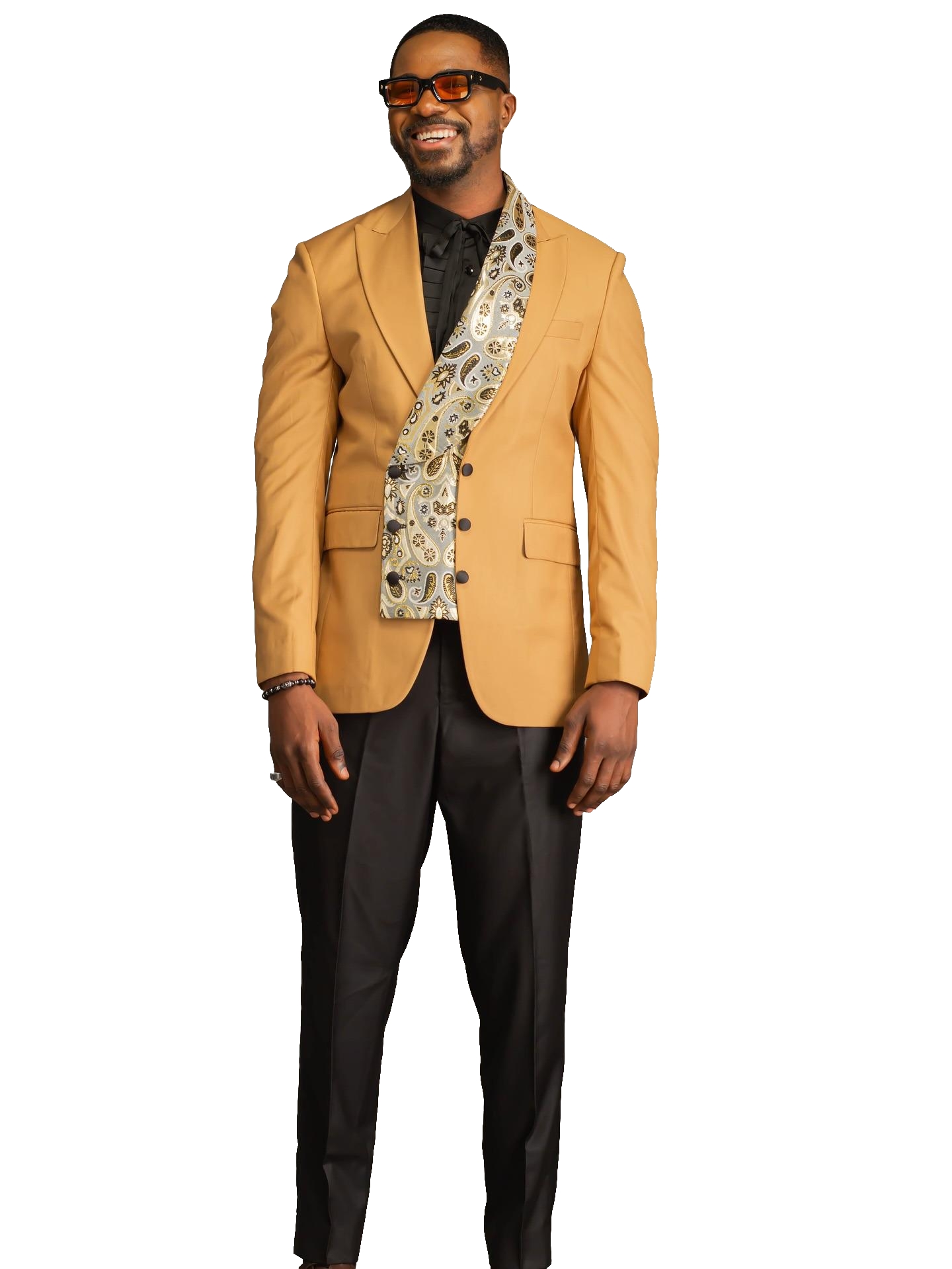 Retro Men's Suit Peaked Lapel Tailor-Made Jacquard Jacket 2 Pieces Set Blazer Double Breasted Groom Customized Coat Black Pants Plus Size