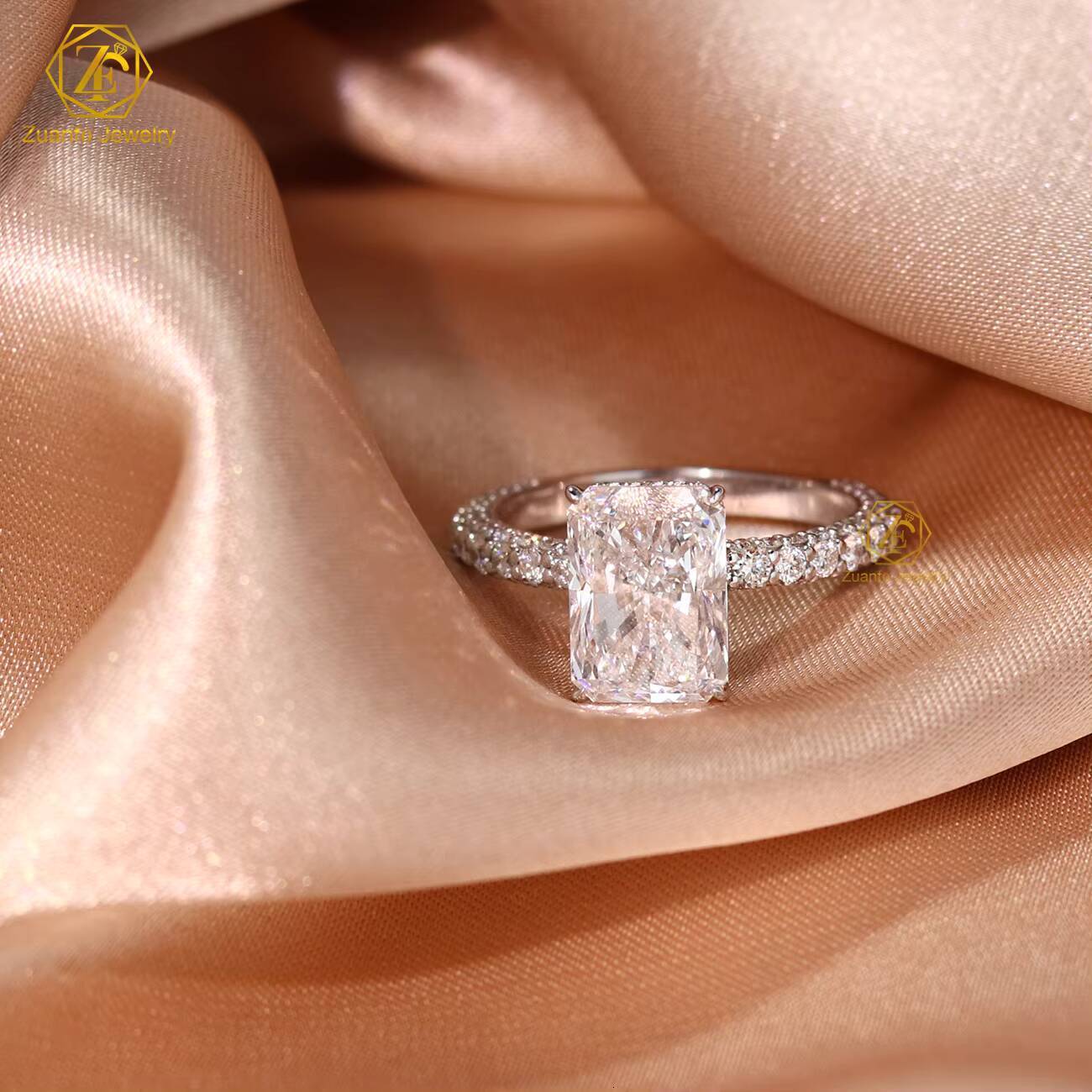 Gia Igi Certified Cvd HPHT Lab Grown Created Diamond Women Ring 14K 18K Solid Gold 3CT Radiant Cut LAB Diamond Engagement Ring