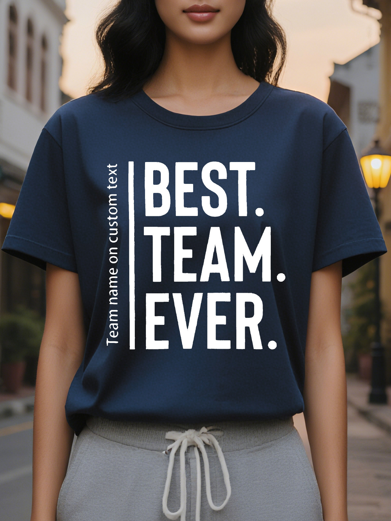 Custom Best Team Graphic T Shirt Personalized Name Casual Round Neck Short Sleeve Summer Style Spirit Clothing