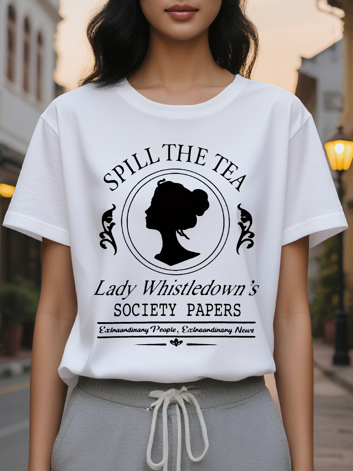 Large XL Vibrant Figure Print Crew Neck T-Shirt Soft Breathable Short Sleeve Casual Wear Spring Summer Women's Fashion Plus Size