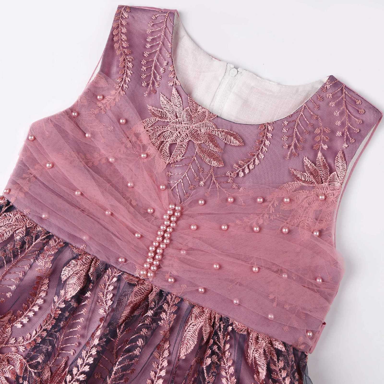 Girls Gauze Pompadour Dress Lace Children Holiday Dress 2025 Fashionable Elegant Girls Outfit for Special Occasions Z250904