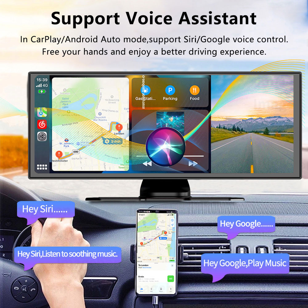 KOWANKIT 11.26 Inch Universal Portable Wireless CarPlay Android Auto Touch Screen, HD Car Stereo Monitor Plug & Play for 99.9% Cars H518
