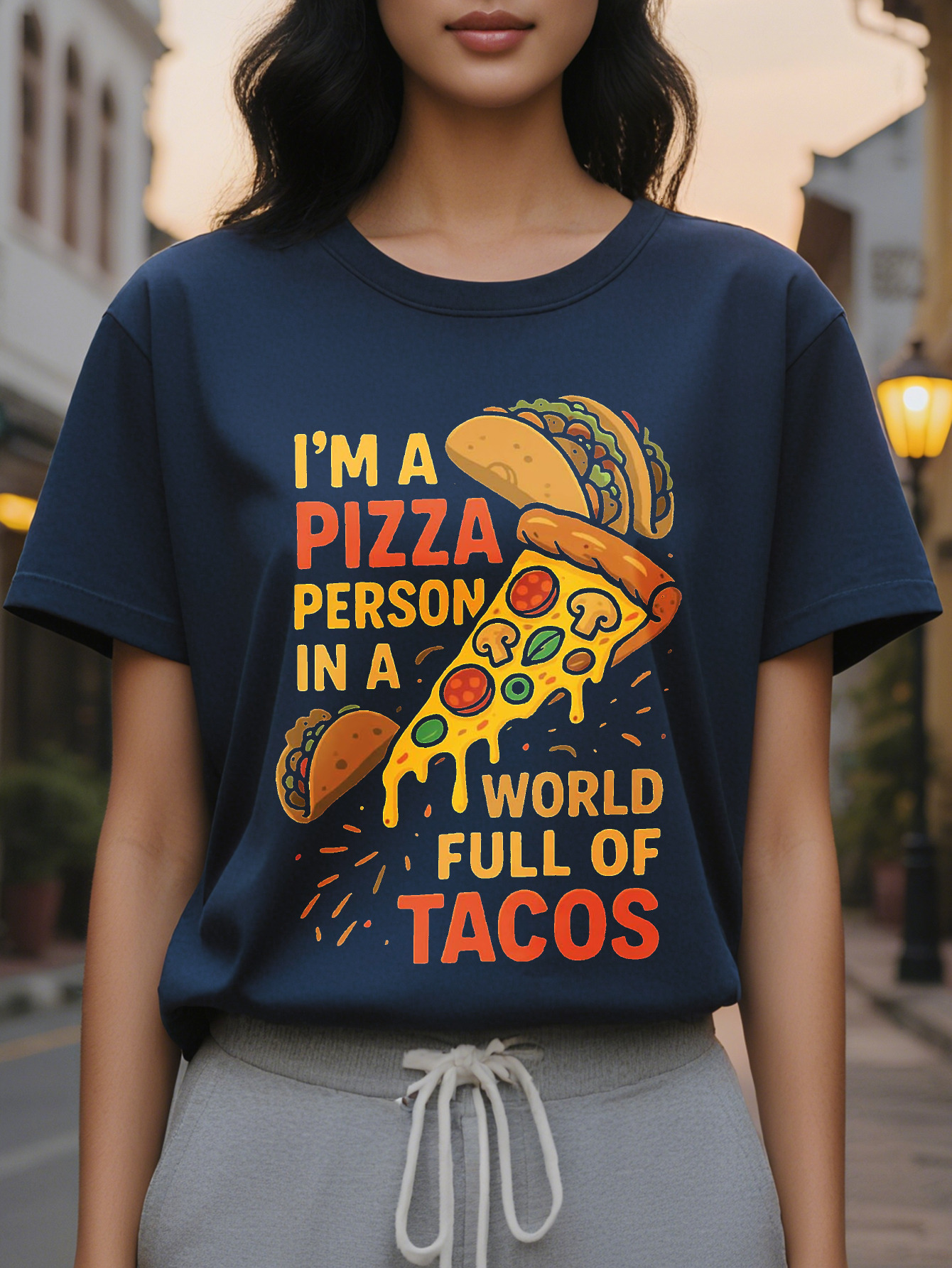 Women's Funny Pattern I'm Man in a World Full of Burritos Black Red and Orange Text Light Summer T-Shirt