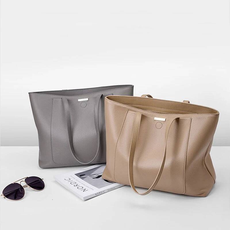 100% Genuine Leather Women's Large Capacity Simple Fashion Cowhide Women Shoulder Bag Female Storage Handbag 2328