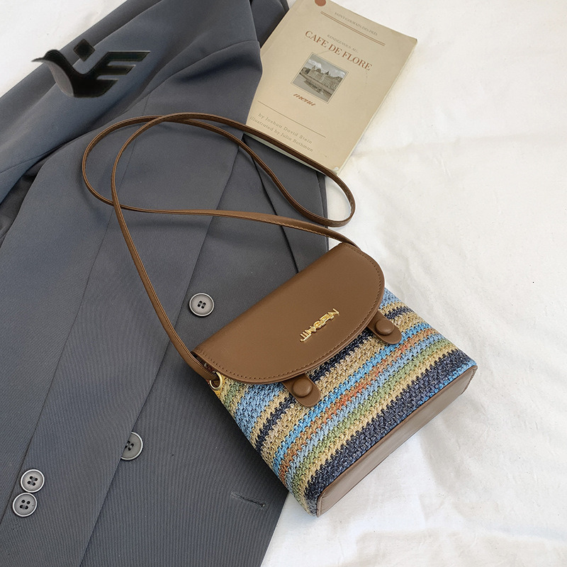 Feiyan Free Shipping New Designer Bag Luxury Shopping Bag Popular Rainbow Woven Color-block Small Bag Fashion Simple Design Trendy Casual Single Shoul