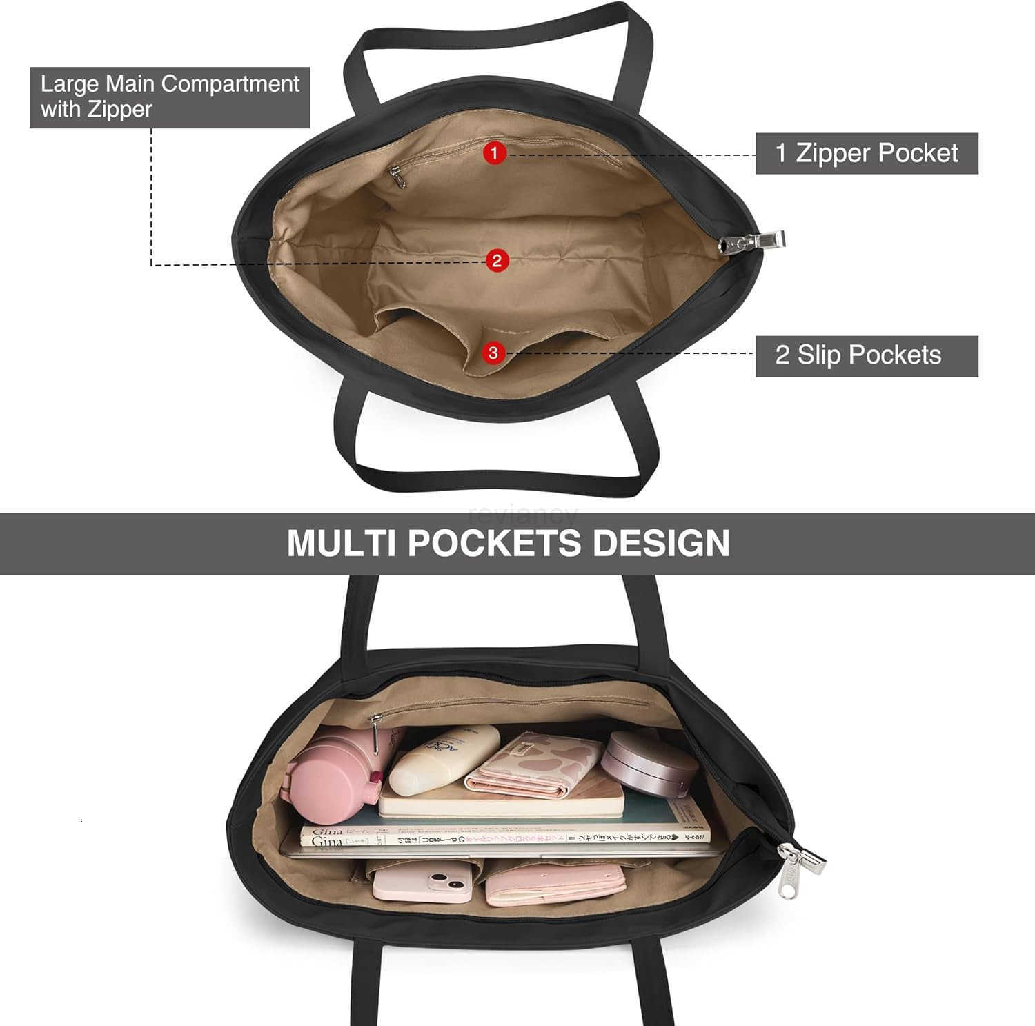 Tote Bag for Women Large Waterproof Shoulder Bag Zipper Casual Hobo Handbag Work Shopping LightweightW250904