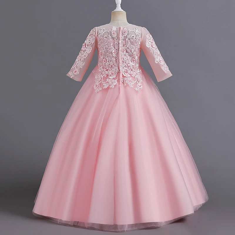 100% Cotton Linen Cotton Linen Cotton Linen Cotton New Slim Short Sleeve Fashion Girls Dress 3-12 Years Old Fluffy White Wedding Sweet Princess Dress 