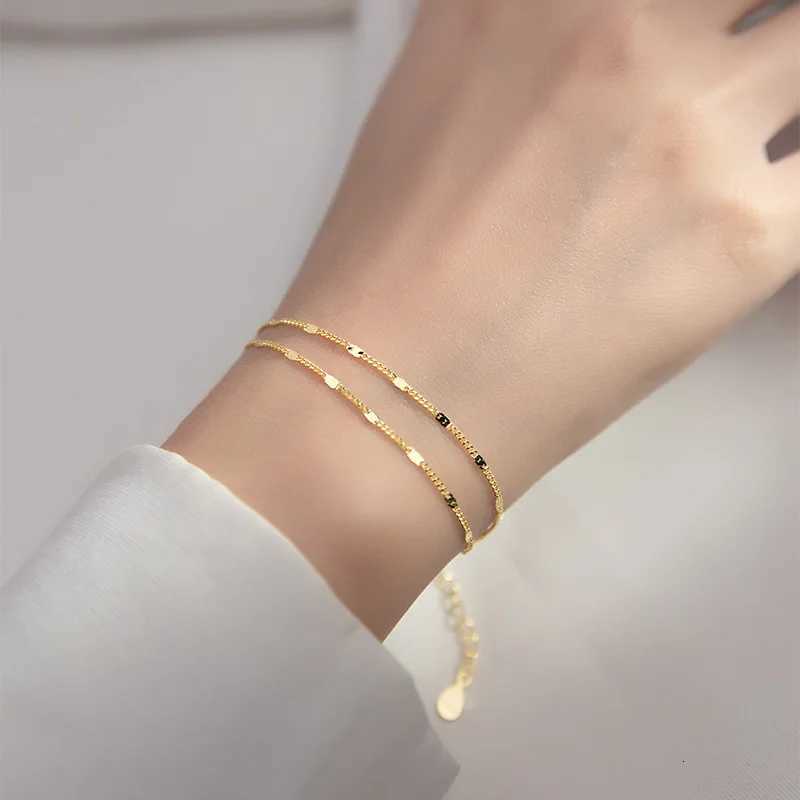 stainl steel Double Layers Simple Bracelet for Women Temperament Elegant Sweet Link Chain Bracelet Jewelry giftXJ250904