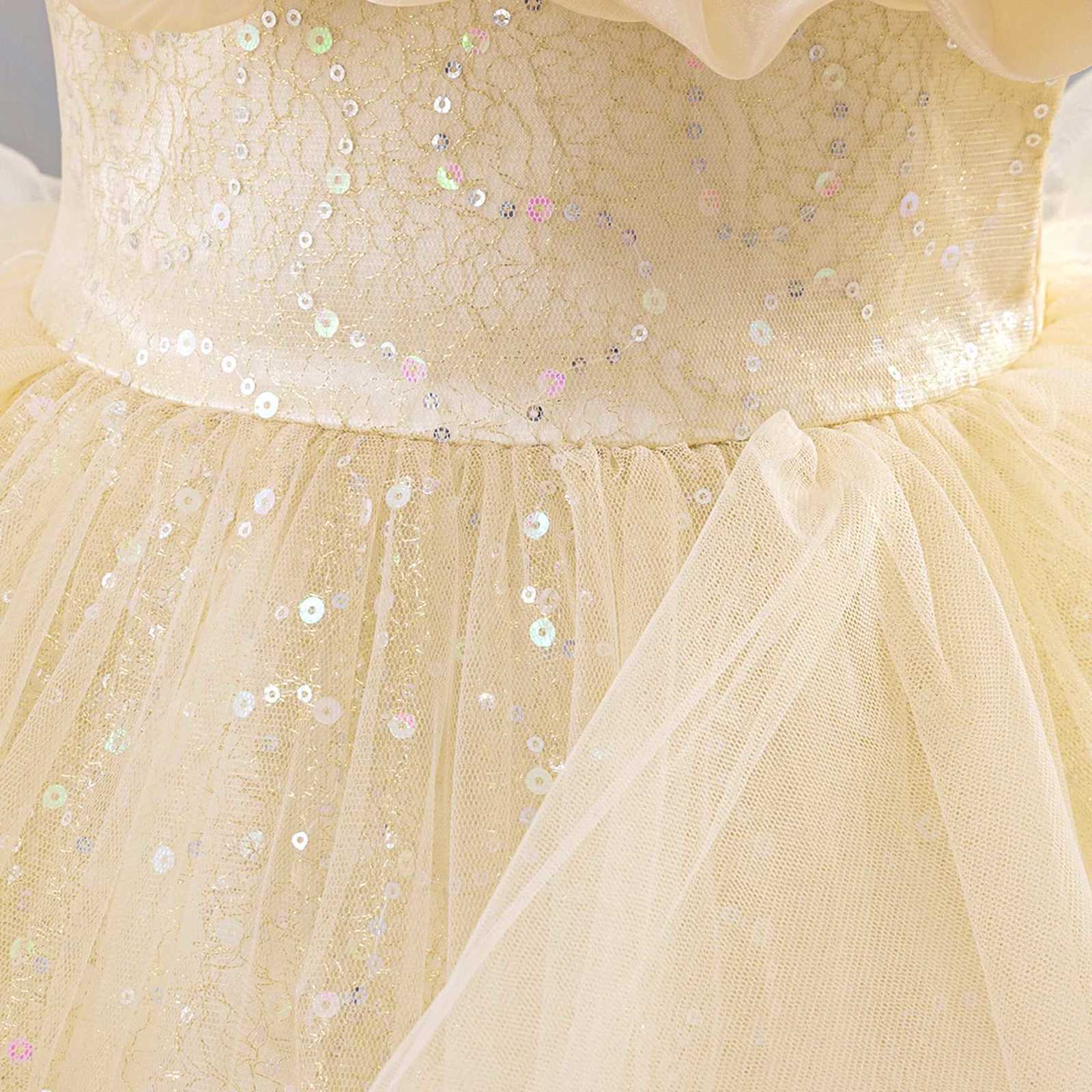 Fluffy Fold Flower Wedding Party Girls Dress Elegant Bridesmaid Birthday Princess Floral Dresses for Girls Bow Evening Prom Gown Z250904