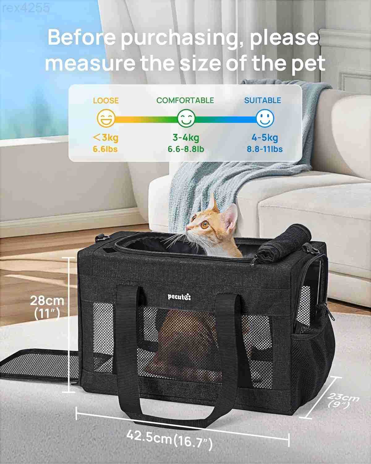 Approved Cat Carrier Pet Carrier SoftSided Portable Dog Carrier with Stable Structure TSA Approved Pet Carrier for Pets Less Than 12lbs Cat Carrier Ba