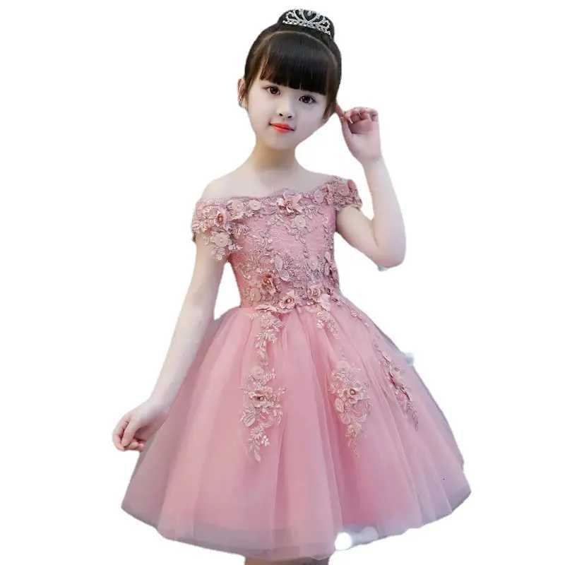 Glitz Flower Girl Dress Shoulderless Wedding Dress Appliques Party Princess Birthday Dress First Communion Gown for Girls Z250904