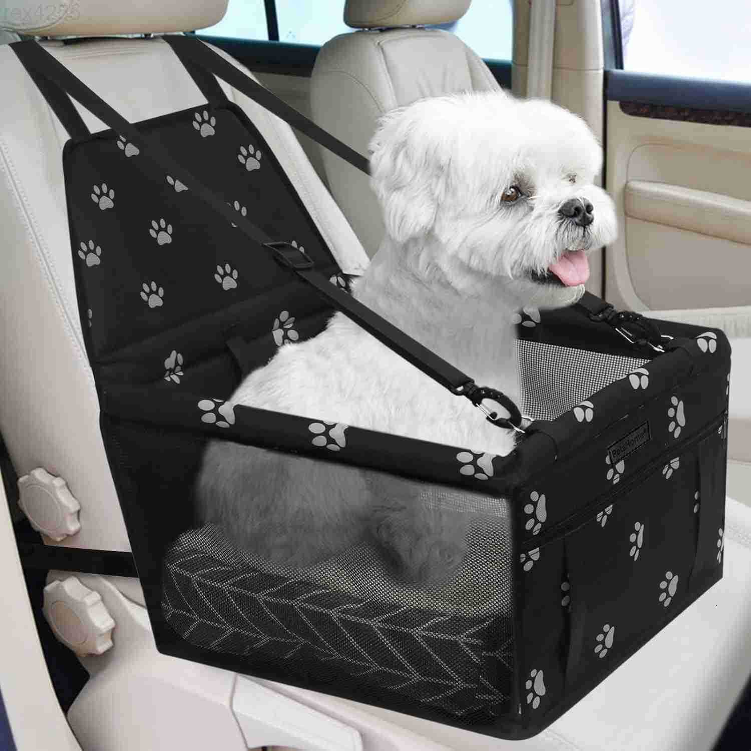 Dog Car Seat Foldable Dog Car Booster Seat Waterproof Breathable Oxford Travel Bag for Small to Medium Dogs Puppies and PetsPattern BlackW250904