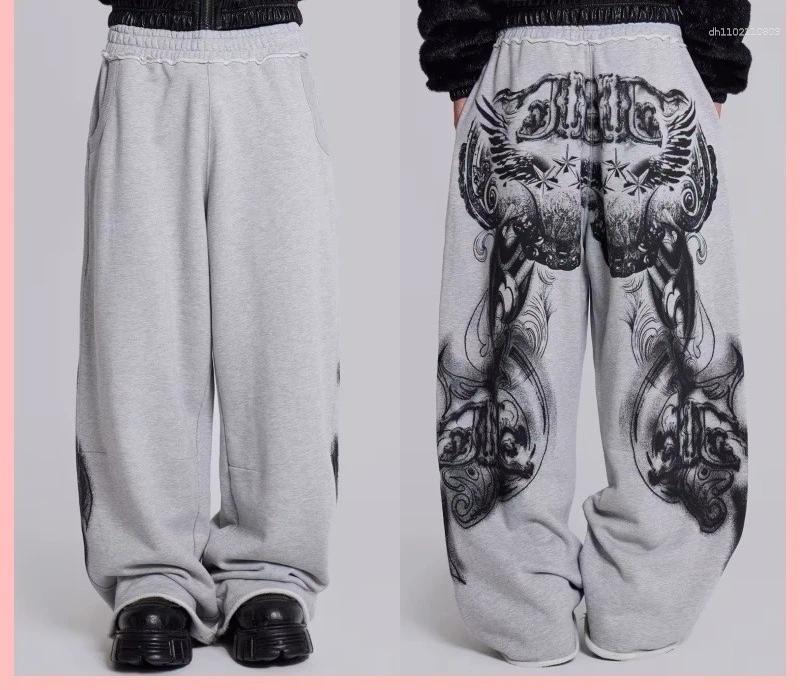 Men's Pants Gothic Elephant Graphic Loose Cotton Trousers Men Y2K Harajuku Hip-Hop Fashion Couples Casual Streetwear
