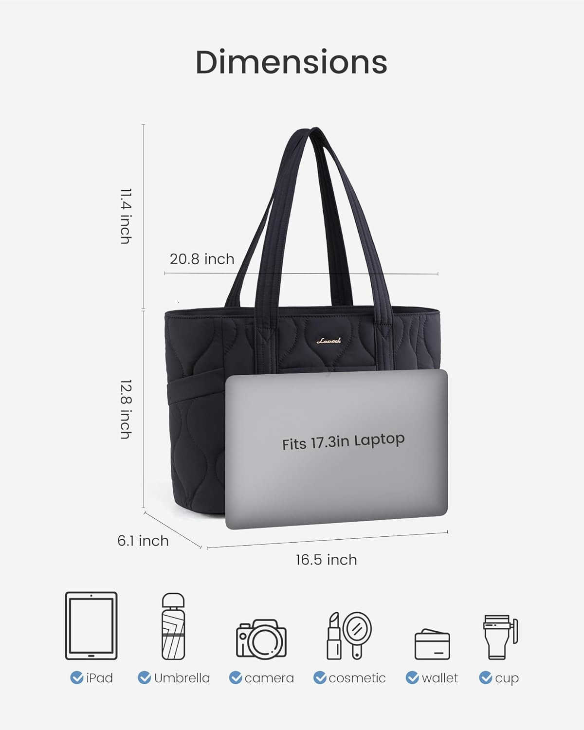 Tote Bag for Women Puffer Quilted Work Travel Shoulder Bag with Zipper for Daily Nurse TeacherW250904