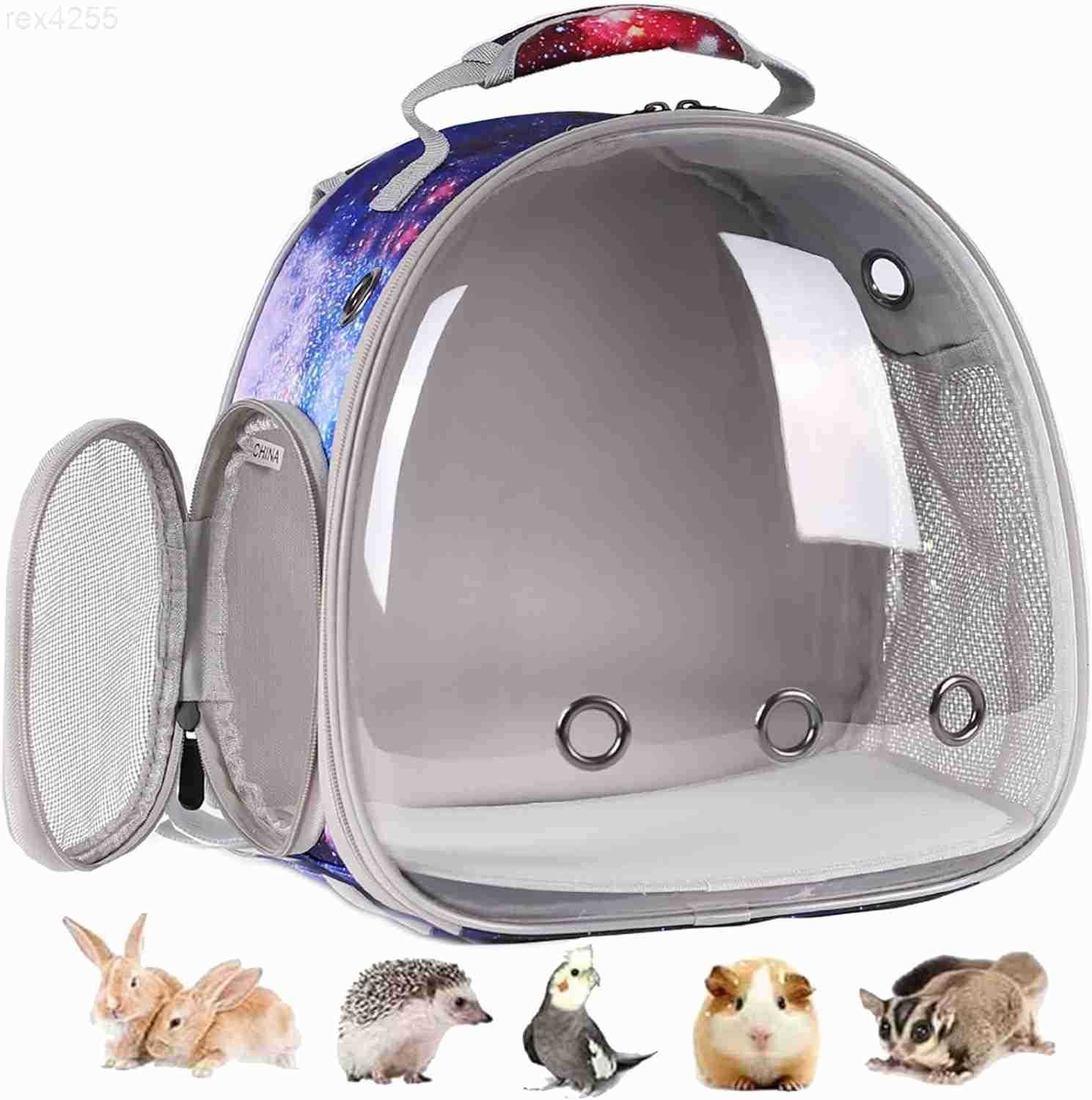 Backpack with Space Capsule Clear Bubble Window Portable Small Animal Backpack Travel Pet Carrier Galaxy for Guinea Pig Rabbit Bearded Dragon Rat Liza