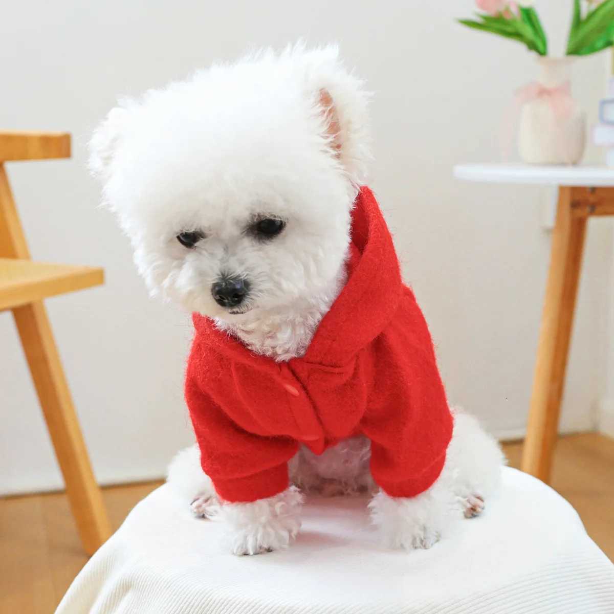 1PC Christmas Elk Coat Pet Clothes Dogs Cats Thickened Red Open Button Hoodie W250904