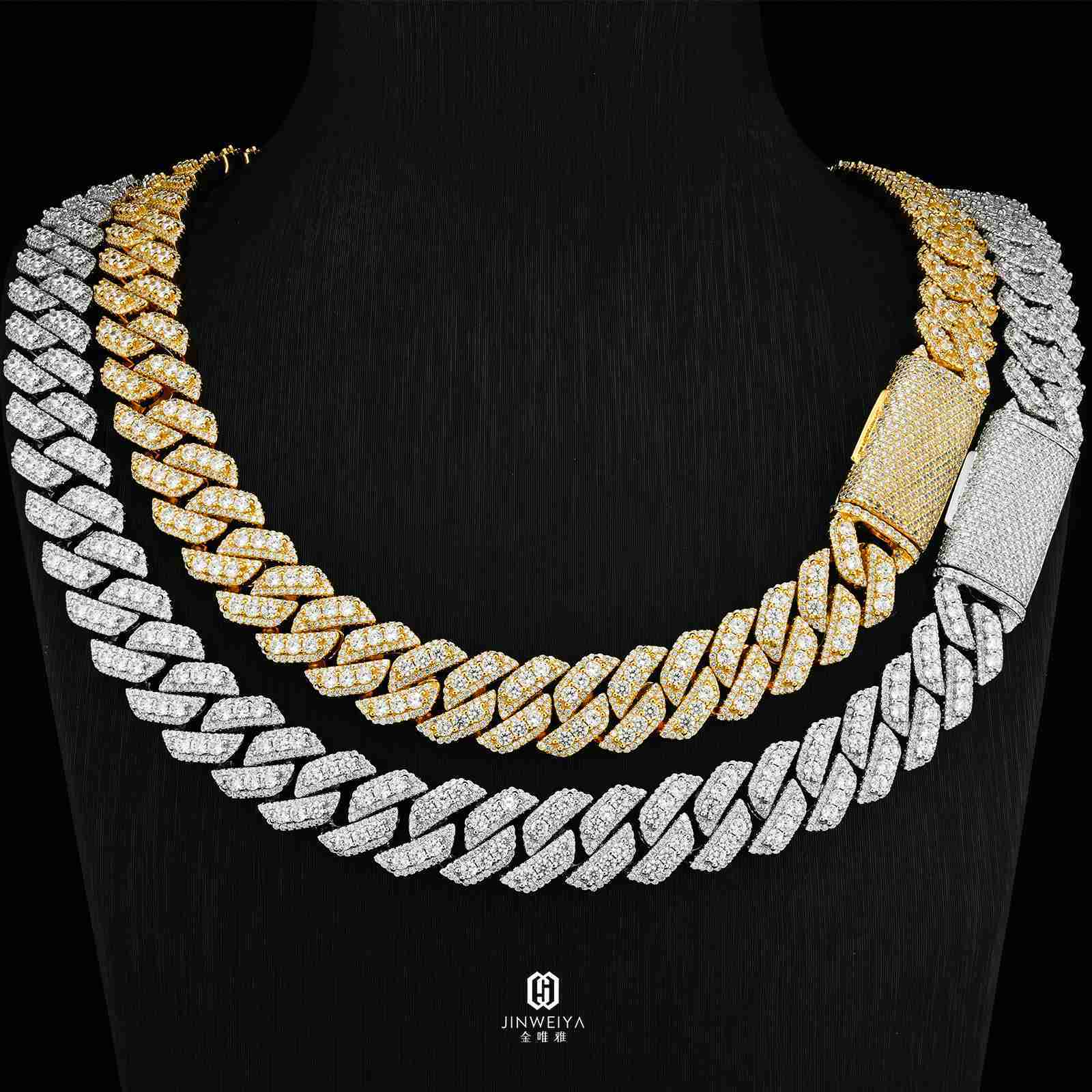 VVS Moissanite Pass Diamond Tester S925 Silver 15Mm Miami Cuban Chain Moissanite Gold Chain 22K Men