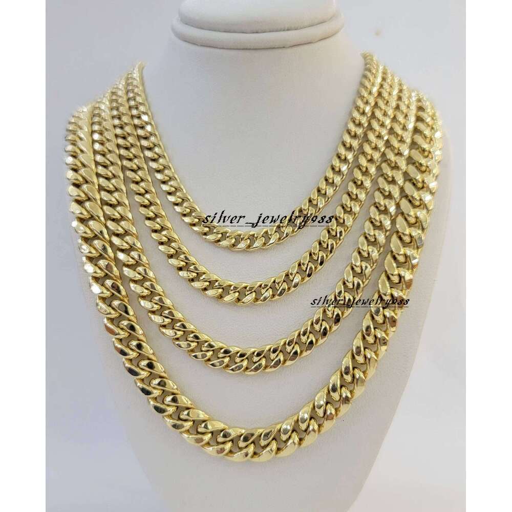 Customized Italian 10Kt Real Yellow Bracelet Necklace 6Mm15Mm Miami Cuban Link Franco Solid Gold Chains