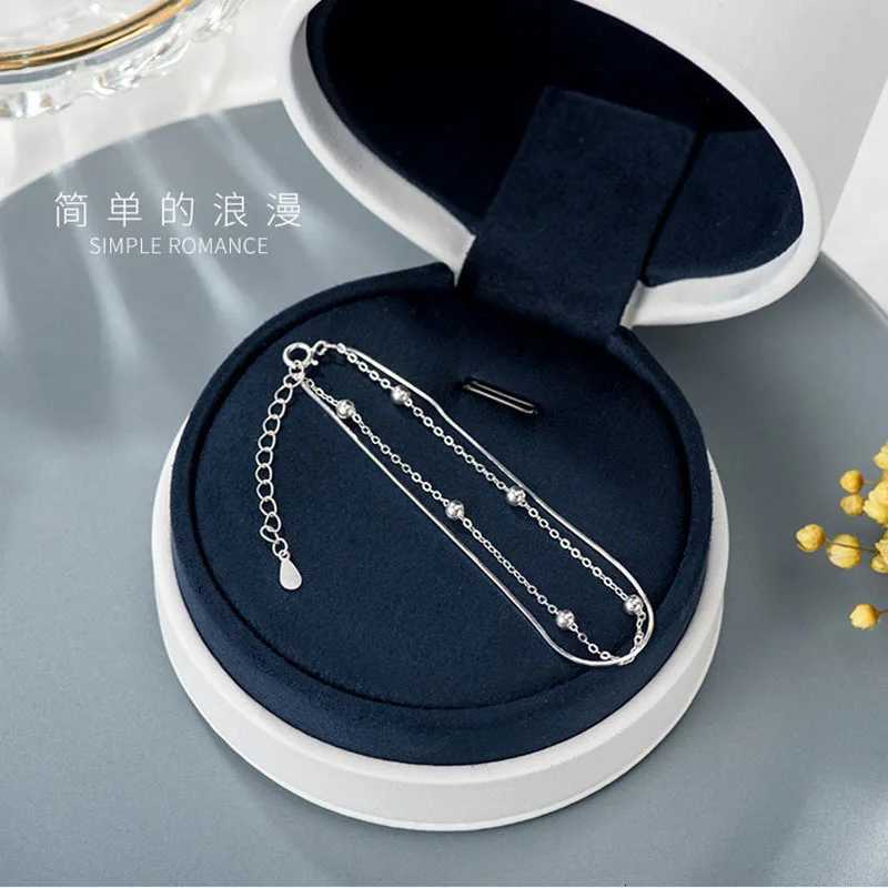 925 Sterling Silver Snake Bone Chain Glossy Beads Double Layer Bracelet Women Fine Jewelry for Wedding Party GiftXJ250904