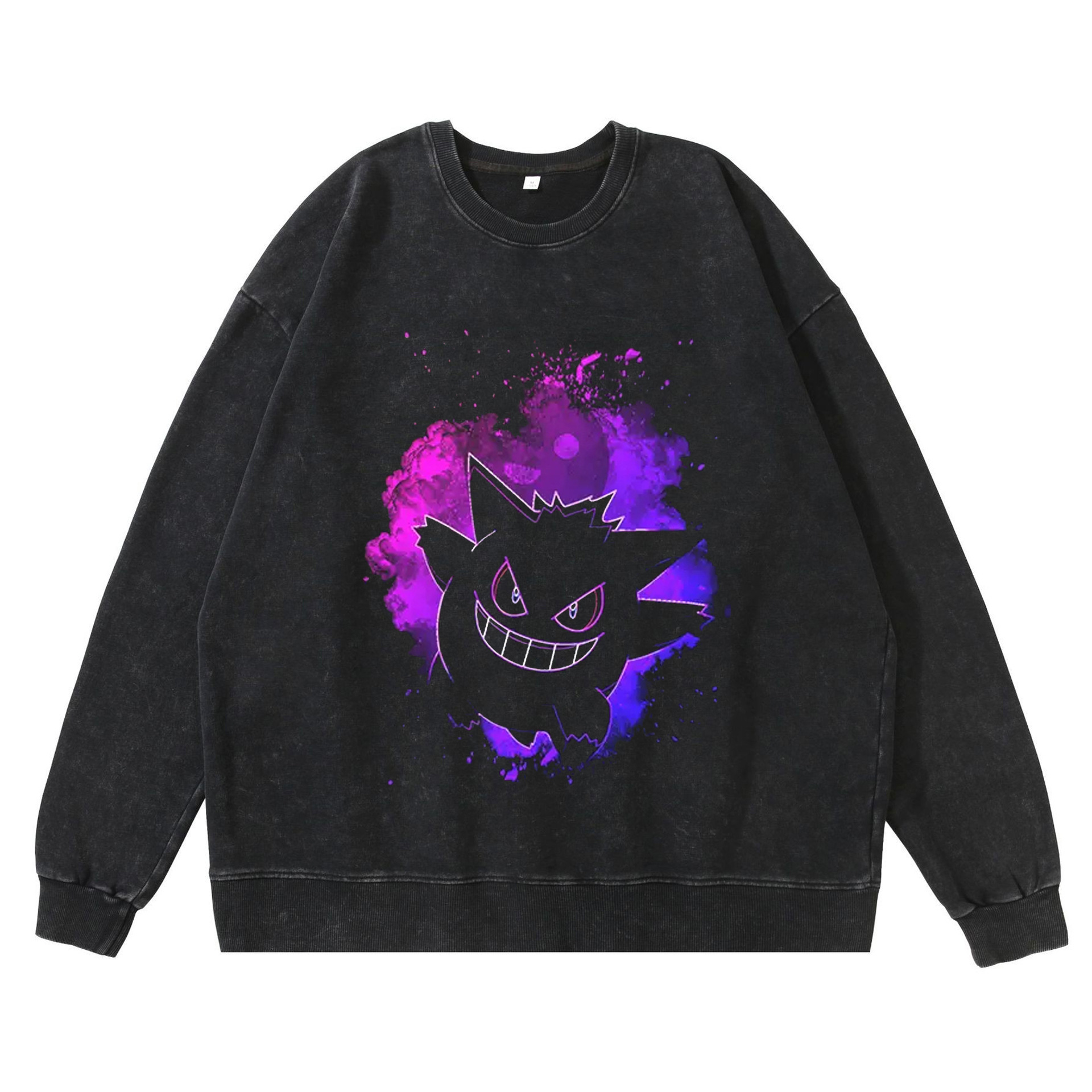 360g Heavyweight Washed Vintage Haunter Anime Street Retro Cotton Hoodie Streetwear Crewneck Hoodie - TT8265