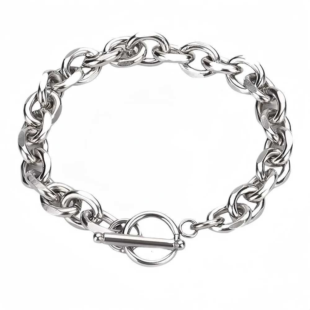 Simple Stainless Steel Men Bracelet INS Silver Color OT Buckle OCircle Chain Bracelet Fashion Wen Jewelry Fashion Accessories Y250904