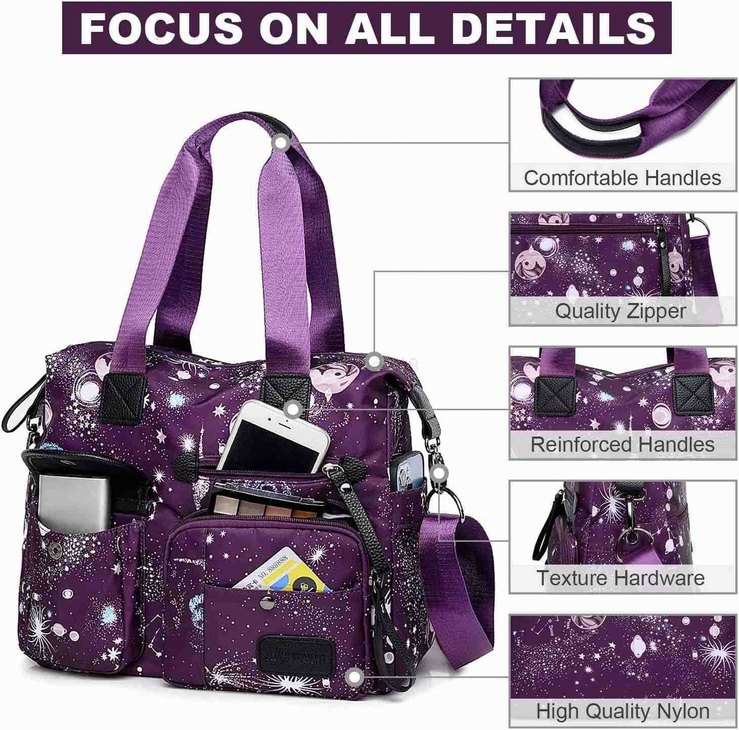 Tote Bag for WomenMulti Pockets Shoulder HandbagNurse Bag for WorkLarge Cross body PurseFashion Nylon Top Handle Satchel M250904