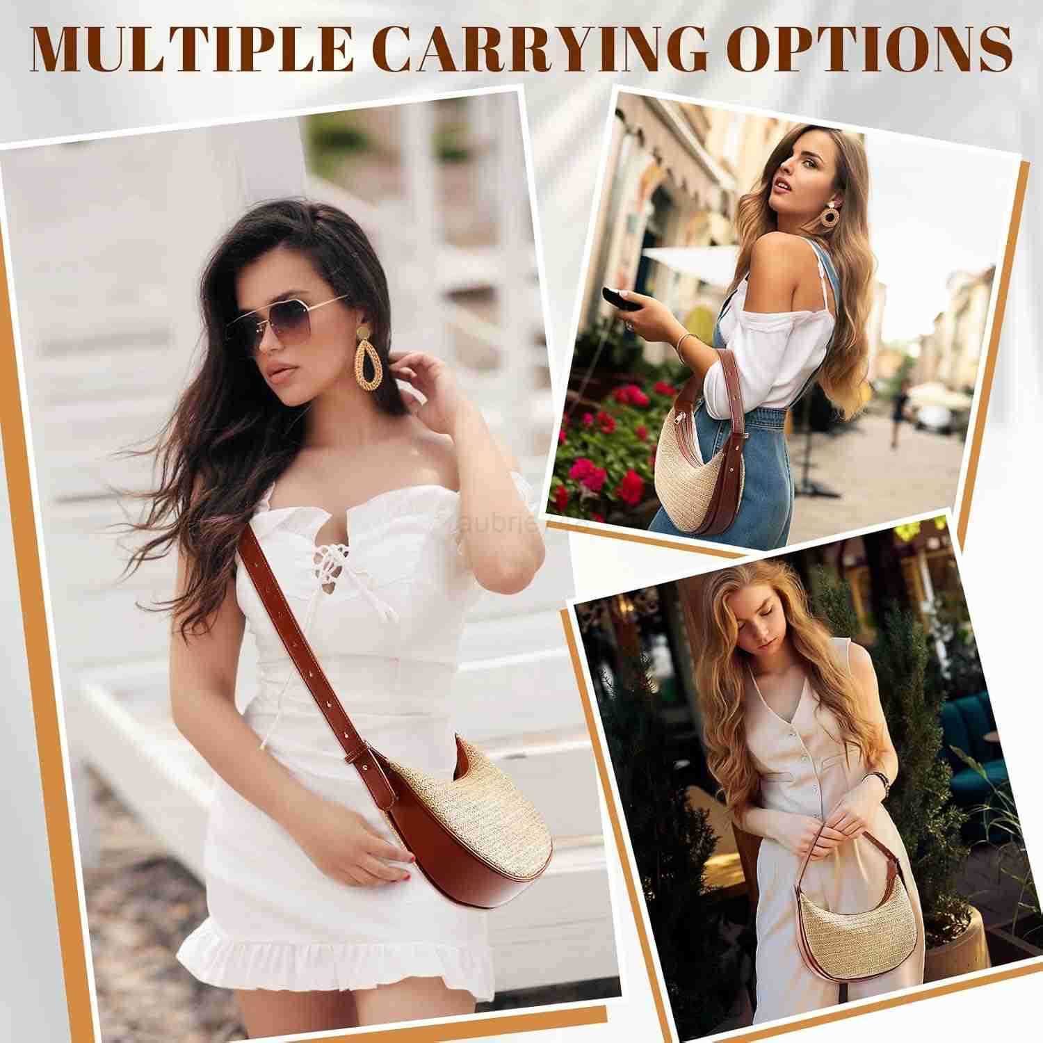 Mini Clutch Tote Handbag 2 Pairs Rattan Earrings for Women Crossbody Bag Bohemian Woven Clutch Bucket Handbag M250904