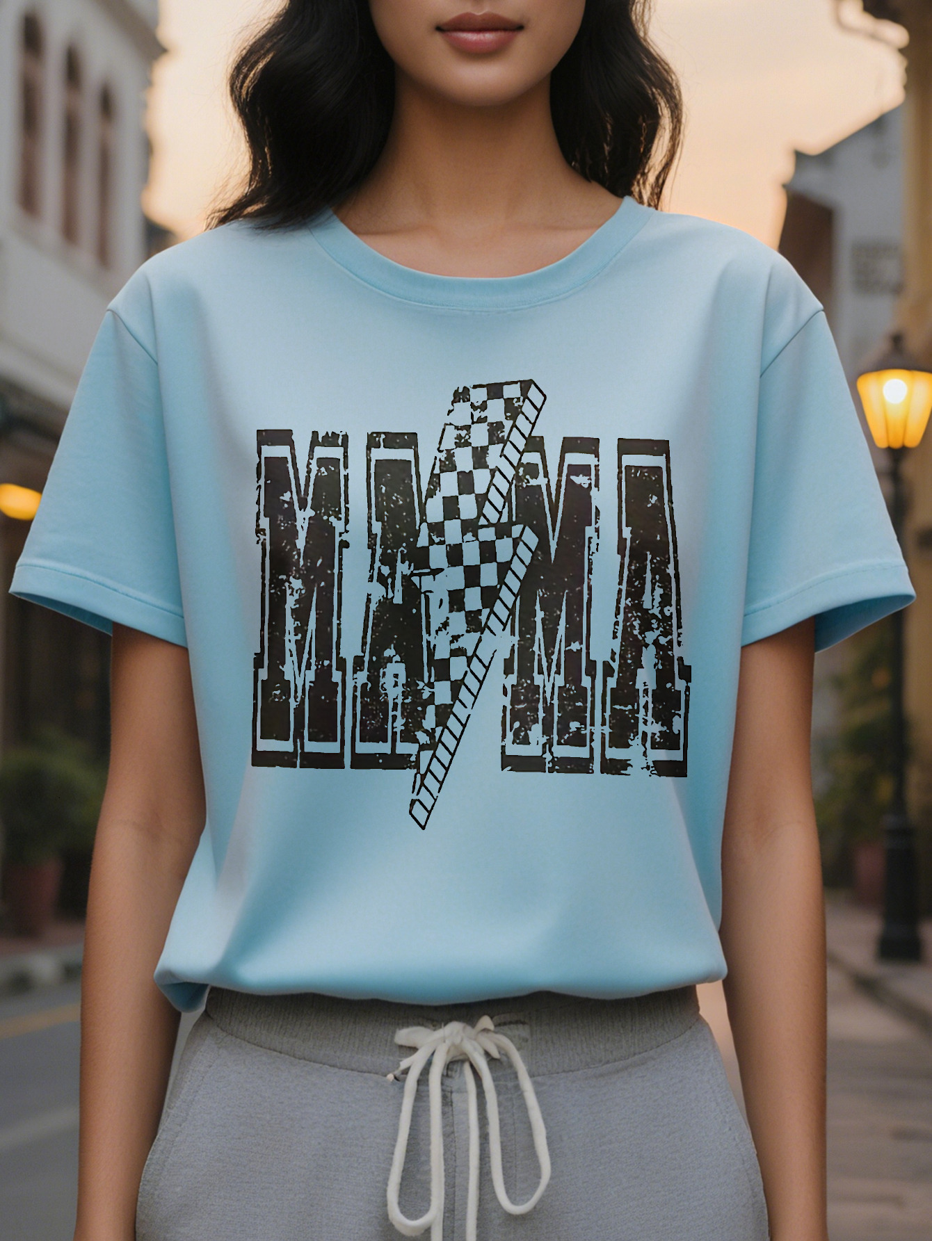 Large XL Tee Women's Casual MMA Graphic Print T-Shirt Bold Letter Design Relaxed Fit Round Neck Washable All Season Plus Size