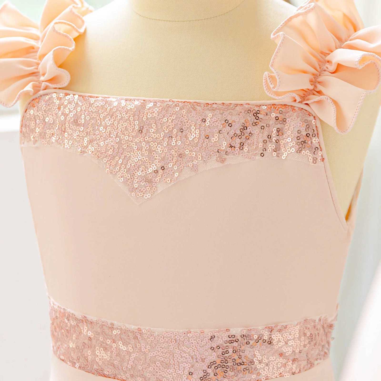 Elegant Bridesmaid Party Girls Dress Bow Sequin Wedding Birthday Princess Prom Dress for Girl Gala Baptism Pageant Gown Costumes Z250904