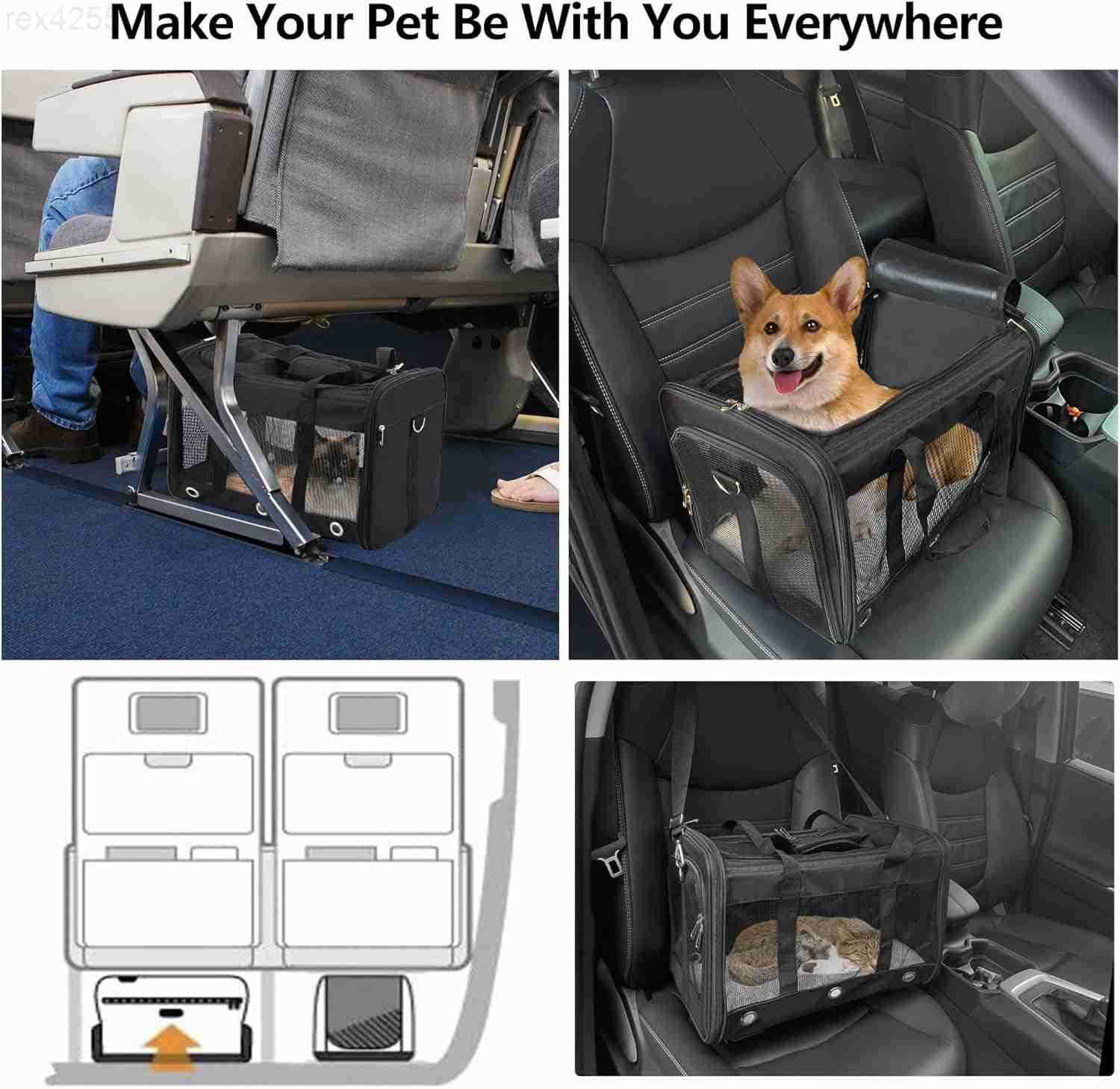 Soft Sided CatDog CarrierCollapsible Pets Travel Carriers for PetPuppy with Shoulder Strap Removable MatMesh Top Load Small DogsCats Carry Bag Up to 1