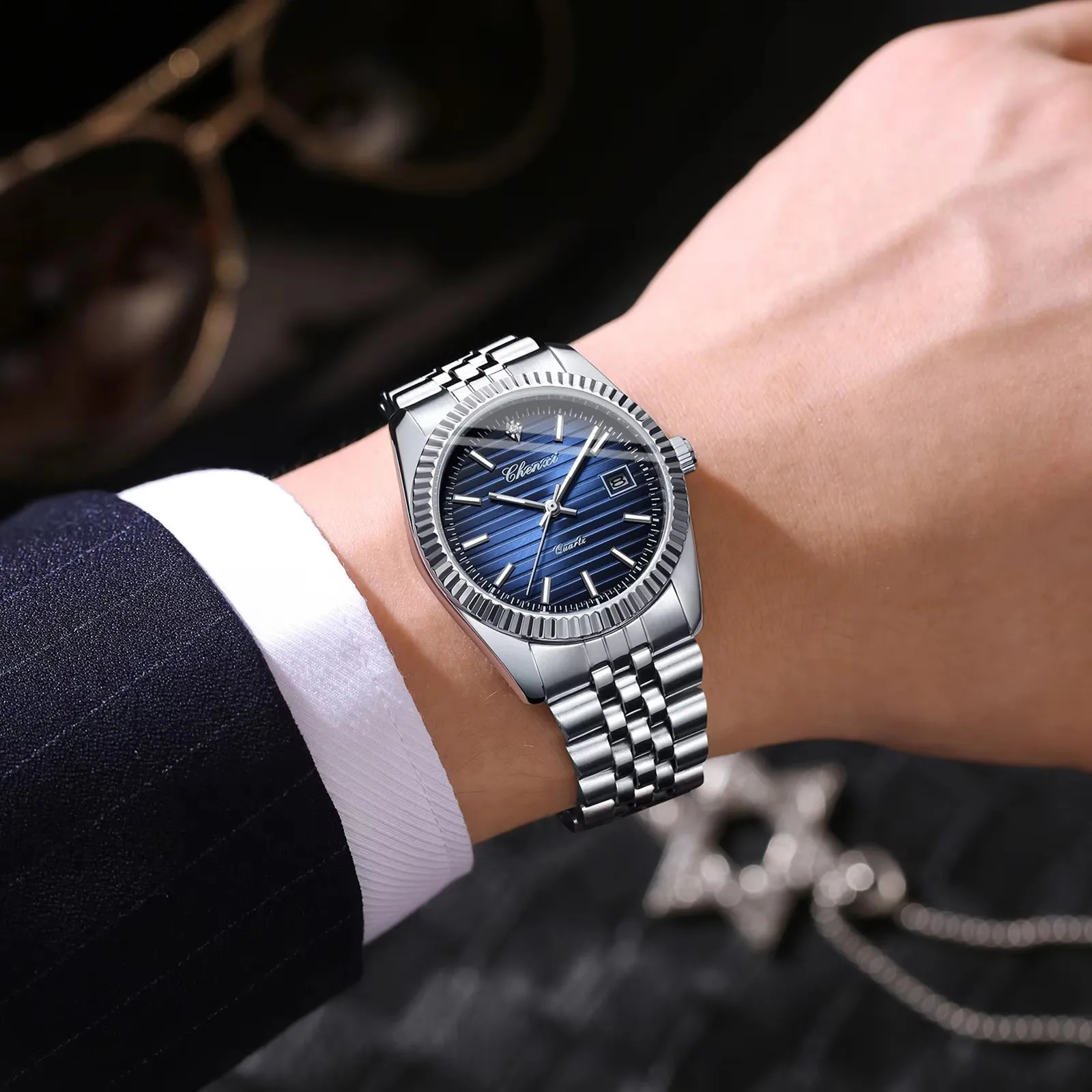 CHENXI 004D Mens Quartz Watches Stainless Steel Watch Waterproof Luminous Date Wristwatch Casual for Male Clock 250828