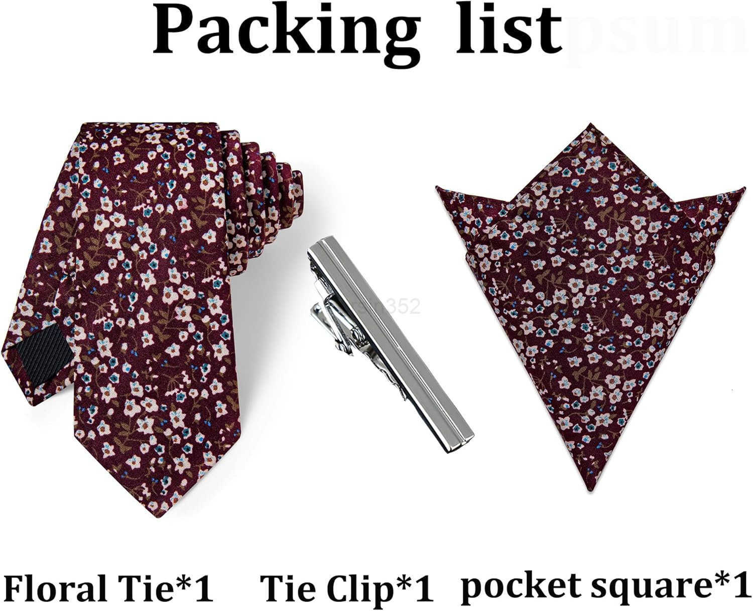 Tie for Men 25 Printed Skinny Necktie Pocket Square Tie Clip Set Flower Wedding Party GroomW250904
