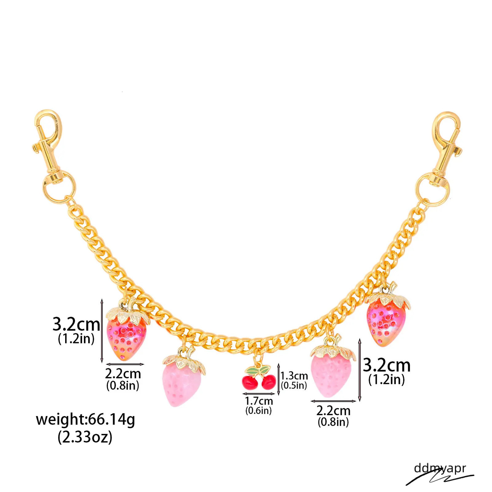 Ddmyday Fashion Women DIY Pink Strawberry Pendant Exquisite Cherry Keychain School Student Charm Mothers Day Gift Bag Accessory 250714