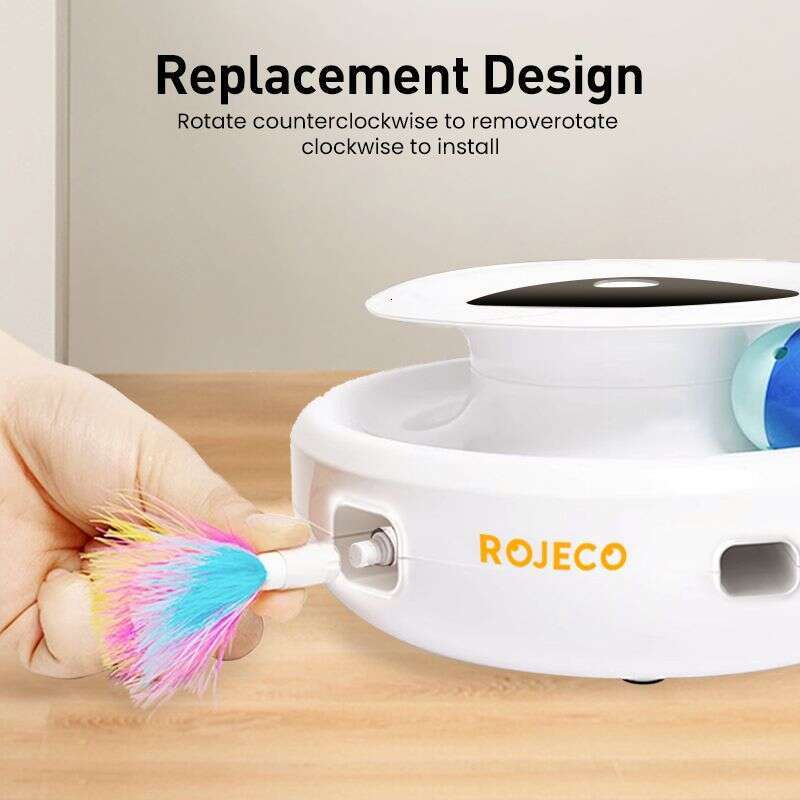 famous brand ROJECO In Smart Toys Automatic Feather Fun Ball Set For Cat Dog Modes Electronic Interactive Pet Toy Accessories