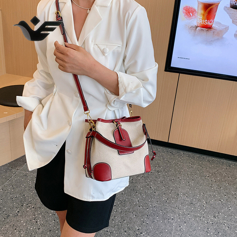 Feiyan Free Shipping New Designer Bag Luxury Shopping Bag Bucket Bag For Women Canvas Color-block Stitching Handbag Mother-daughter Bag Trendy Single 