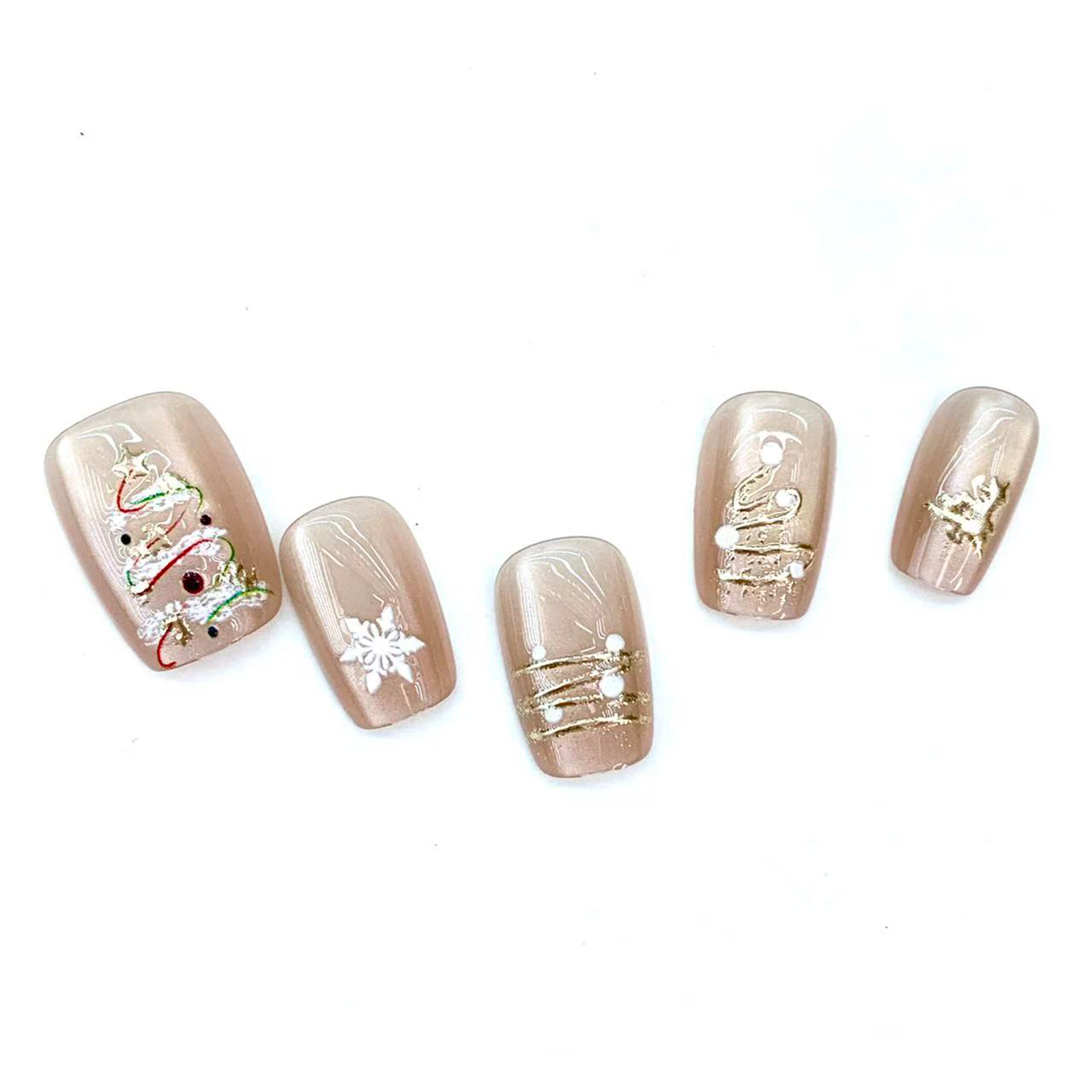 New Christmas crafted with Heart! Handmade Nail Art with ABS Material, Exuding Delicate Texture and Unique Design on Fingertips