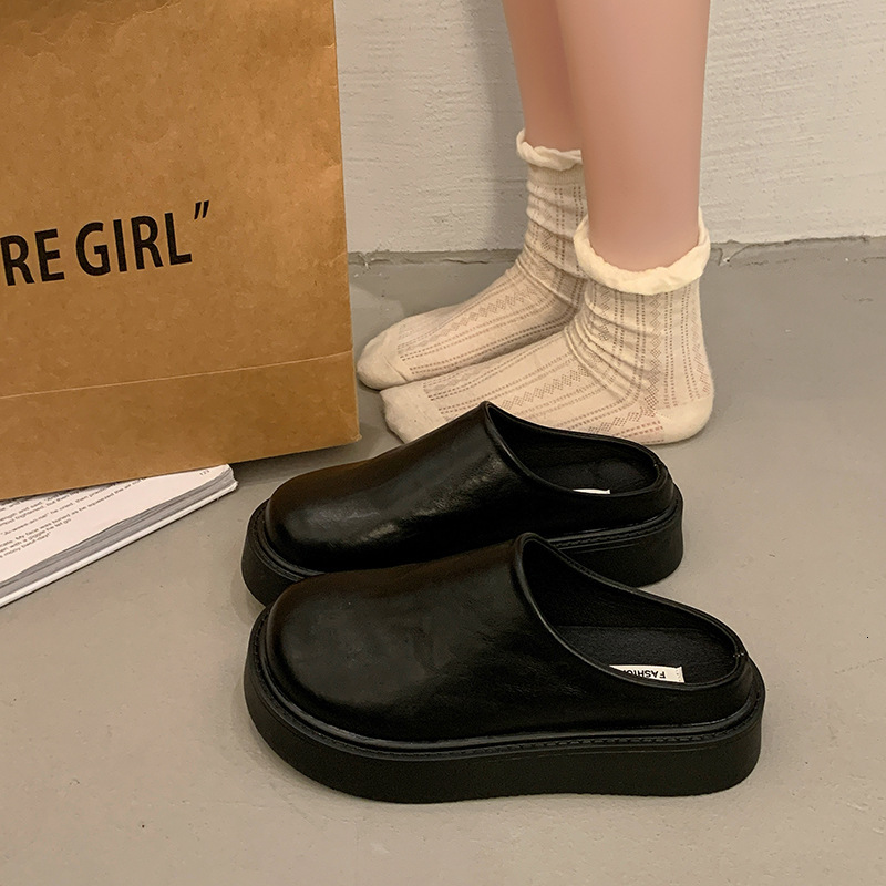 2025 Designer's New Thick Bottom Fashionable Multi functional Anti slip Round Head Closed Half Slippers