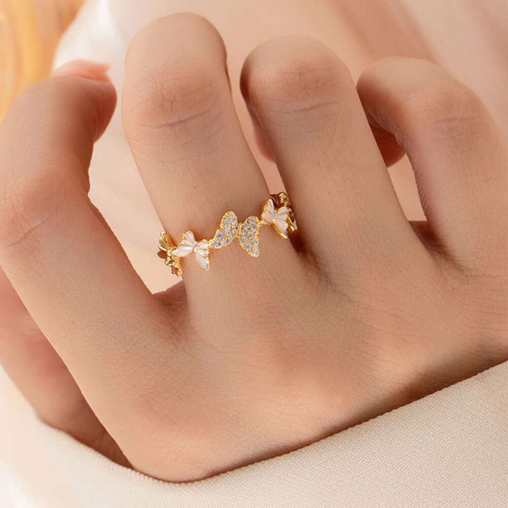 New Super Fairy Oil Drop Enamel Butterfly Open Niche Unique Western Style Index Finger Sweet High-end Sense Ring