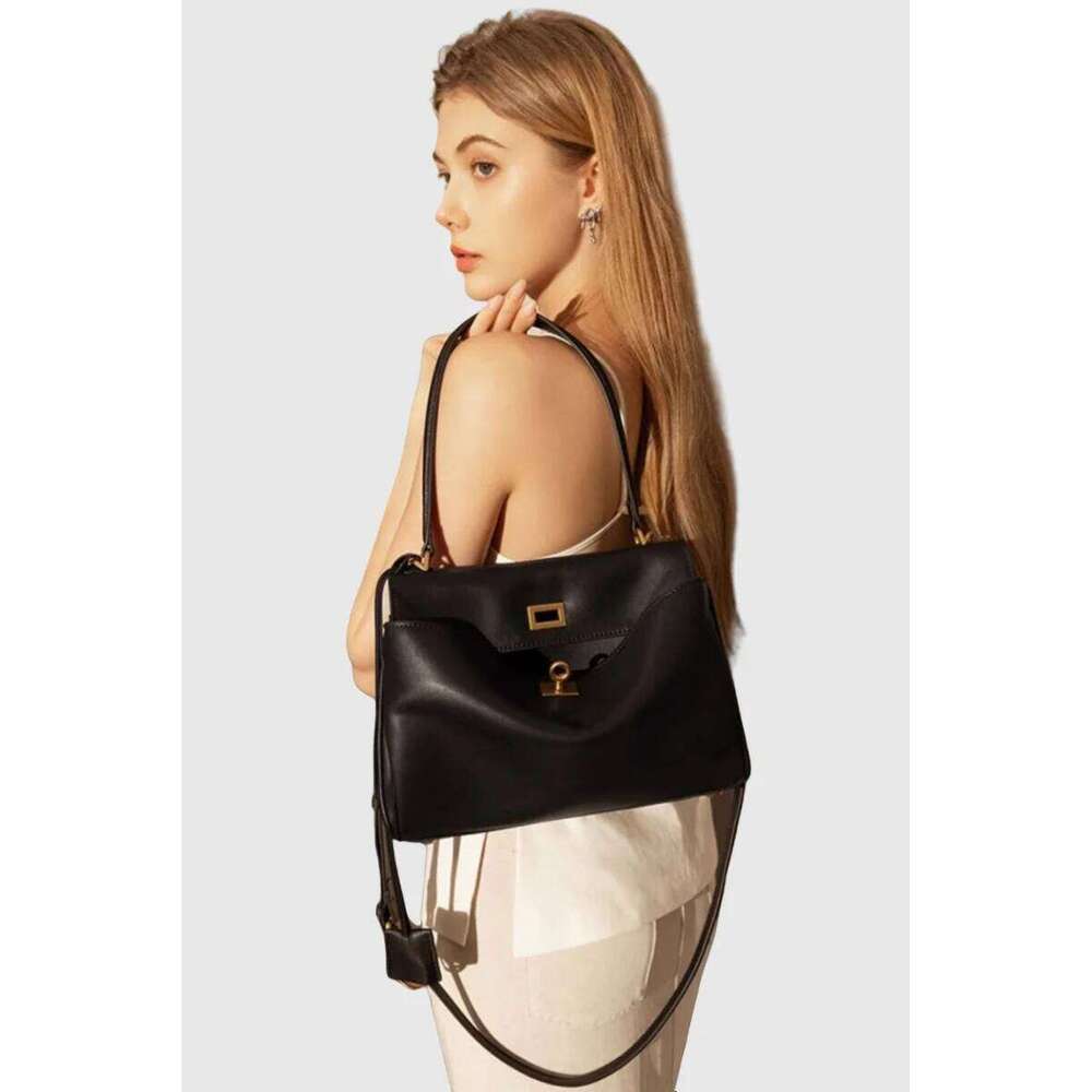 New Rodeo bag Genuine Leather Women's Tote Bag Large Capacity Advanced Lock Fashion High Sense Underarm Handbags for Women