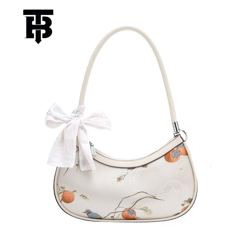 TB Designer s bag BHULAMTE Dropshipping New Chinese Style Embroidered Crescent Bag 2025 Spring New High-end Baguette Underarm Bag Wholesale