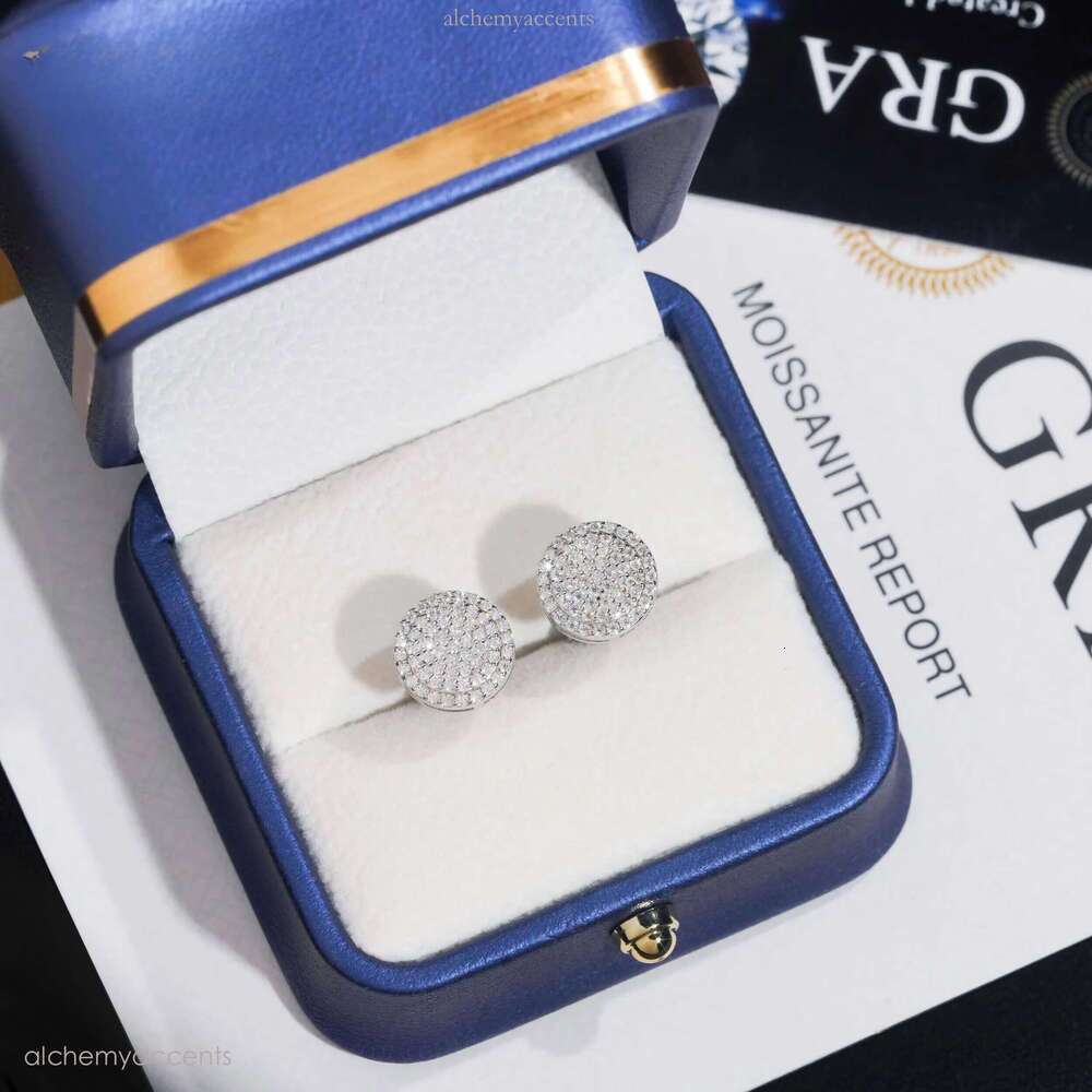 Ready to Ship Pass Dia Tester Hip Hop Sterling Sier Gold Plated VVS Moissanite Stud Earrings Rapper Jewelry