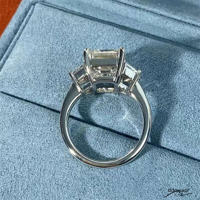 10K 14K White Gold IGI Certificated Lab Grown Dia 5Ct Vintage Engagement Emerald Ddmyday Cut Ring Ddmyday