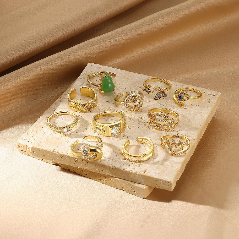 Personalized Gold-Plated Diamond-Studded Unisex Geometric Irregular Ins Niche Trendy Ring