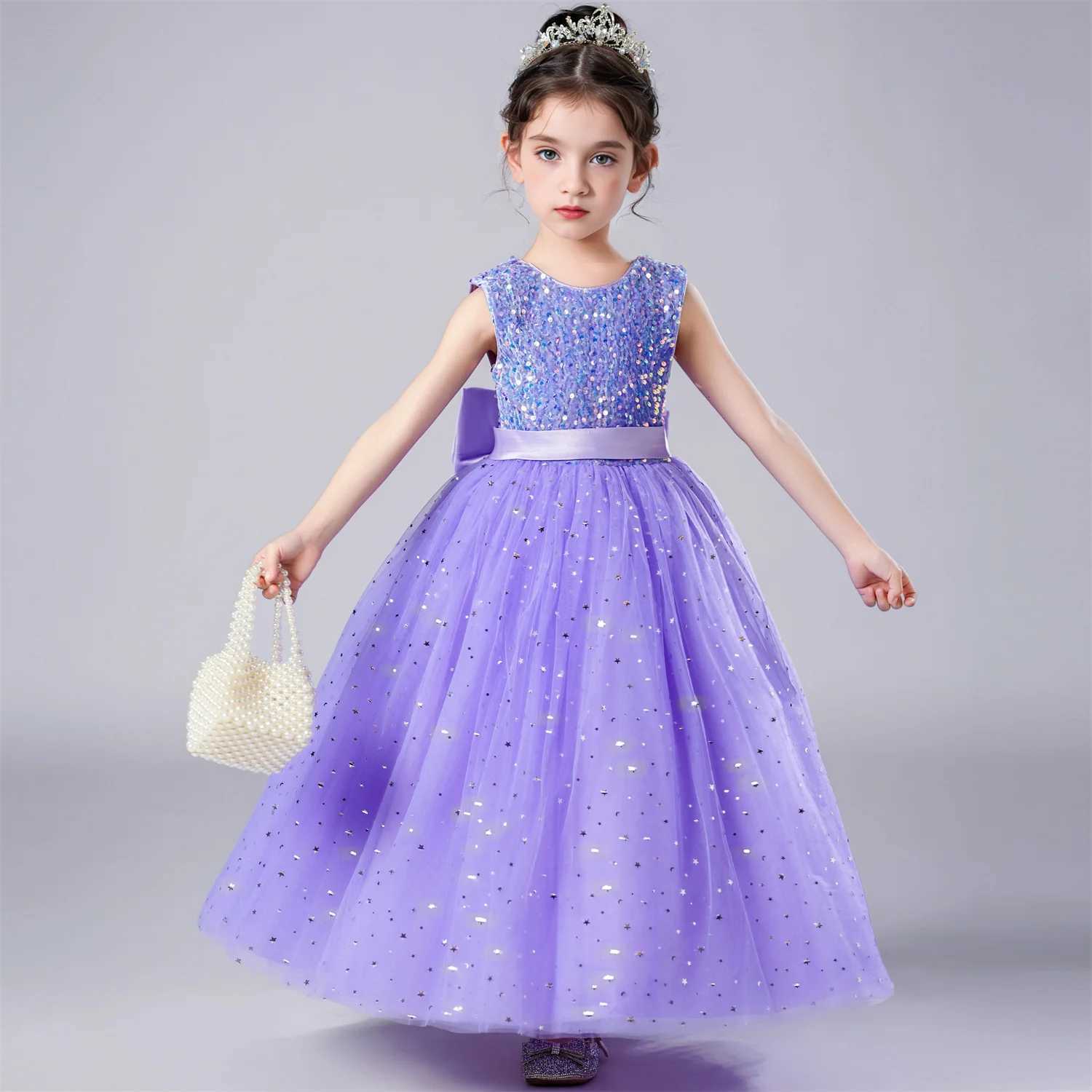 Kids Dress For Girls Wedding Mesh Long Girl Dress Elegant Princess Party Pageant Formal Gown Dress For Teen Children Z250904