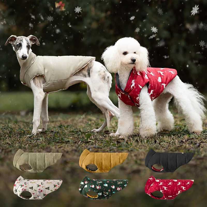 New Dog Warm Coat Christmas Creative Pet Cotton Down et Double Sided Wear Clothes For Small Medium Dog Winter Windproof Vest W250904