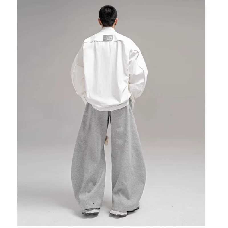 Street Casual Sports Pants Mens New Autumn Thick Rope Drawstring Trendy Hip Hop Wide Leg Trousers College Loose SweatpantsXJ250904