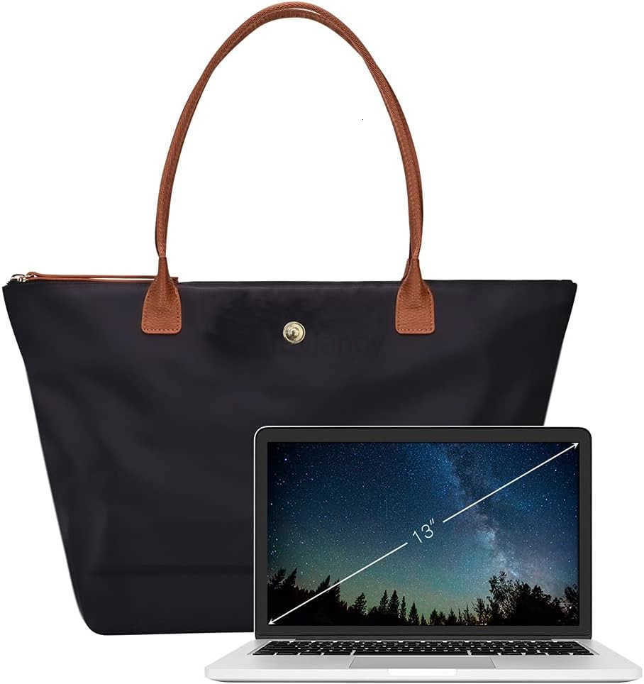 Shoulder Tote Bag for Women Nylon TopHandle Purse Foldable Weekend Hobo Handbag Black2W250904