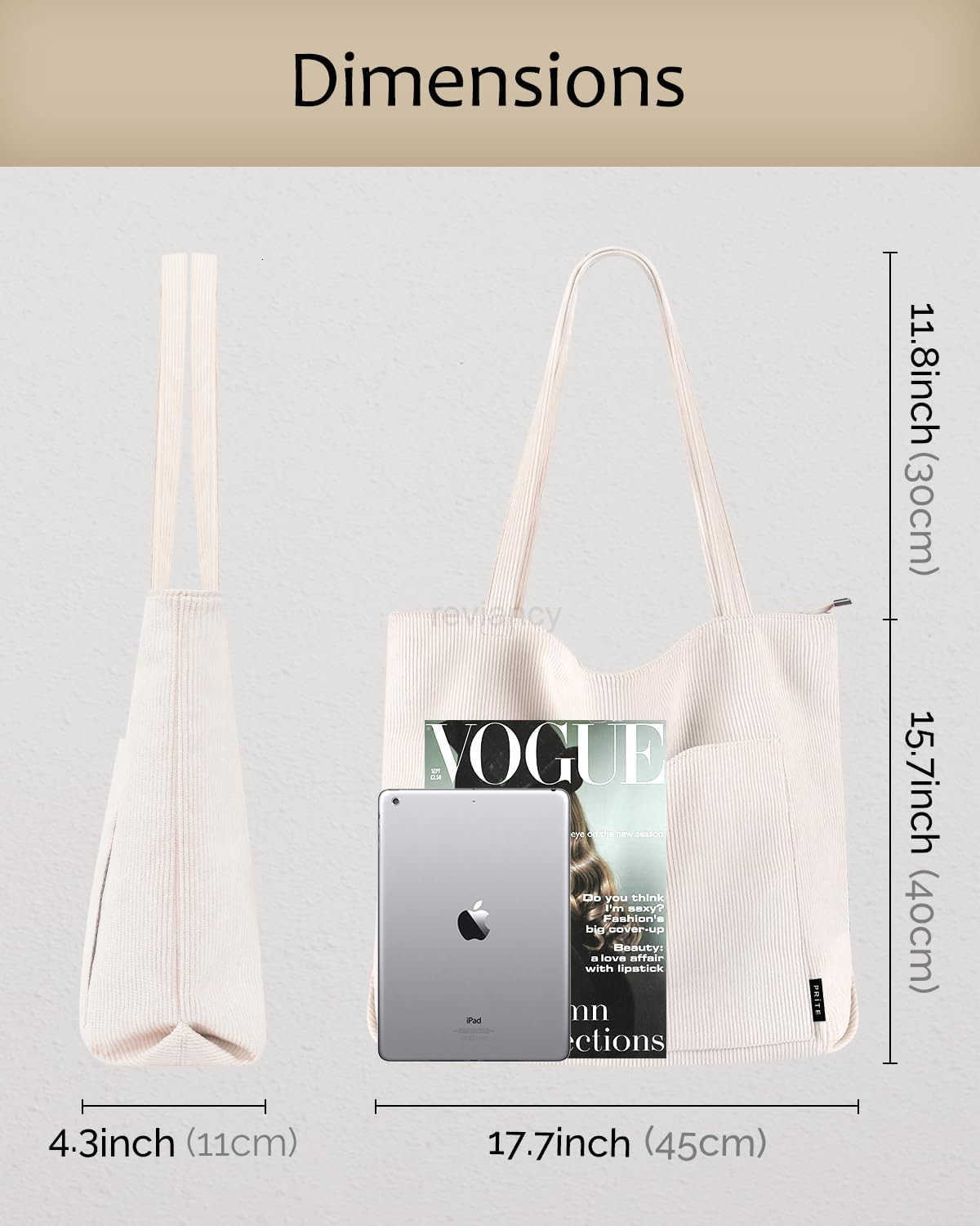 Tote Bag for Women Large Shoulder Bag with Zipper and Pockets for College Work Travel ShoppingW250904