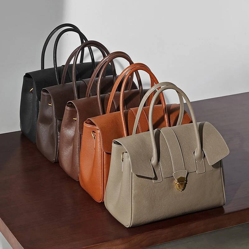 Hifashion Cowhide Genuine Leather Large Tote Handbags For Women 2025 Designer Top Handle Briefcase Satchel Shoulder Bags